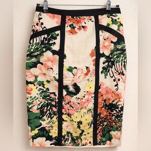 Darling Floral Pencil Skirt Tropical Print High Waist Zip Back Size S